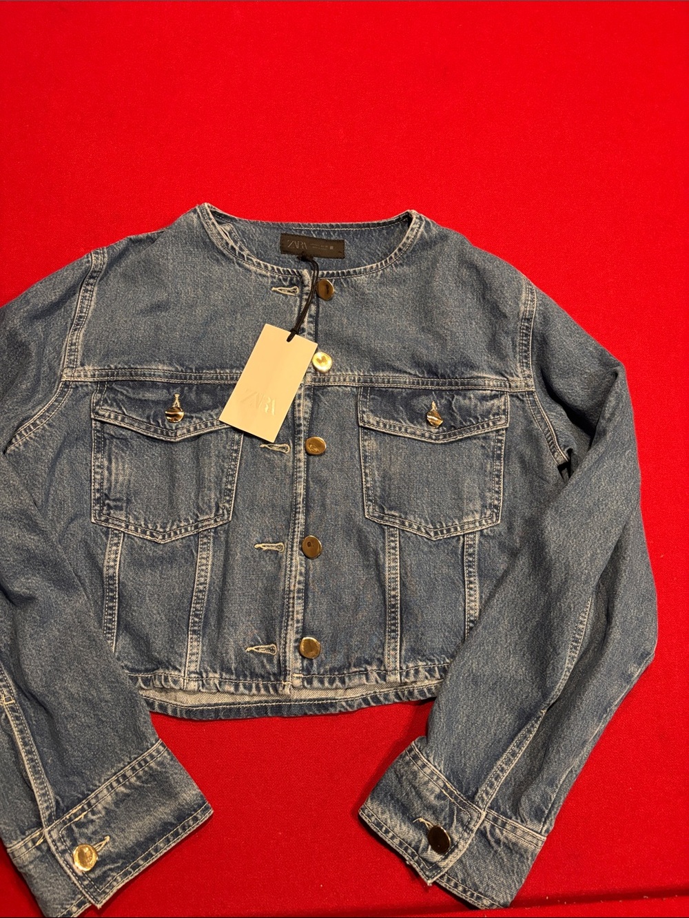 Zara Blue Denim Women’s Jacket with Button Front